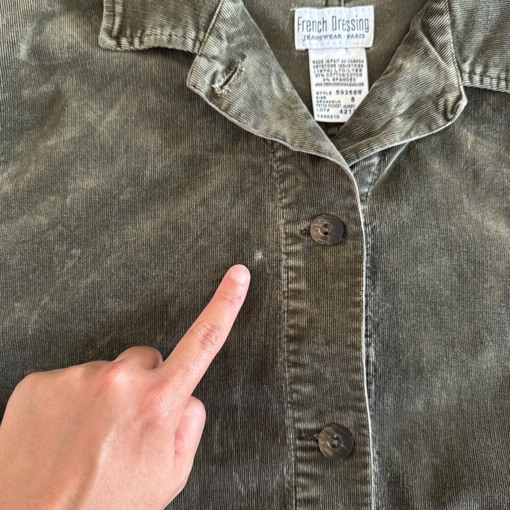 FDJ French Dressing Jeanswear Vintage Olive Green Corduroy Shacket and Pant Set - Picture 6 of 11